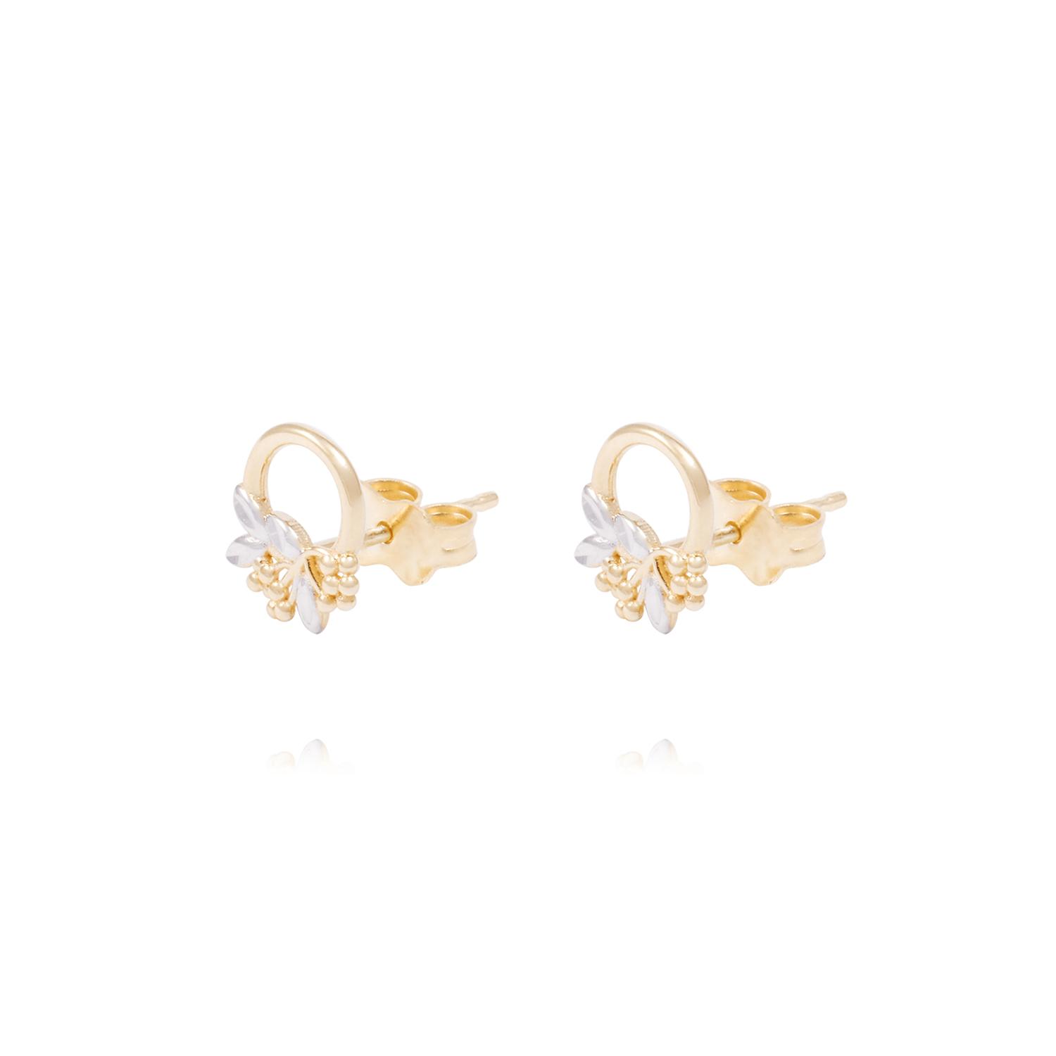 Aros de Oro 18Kt Circulo Flor Bicolor 1
