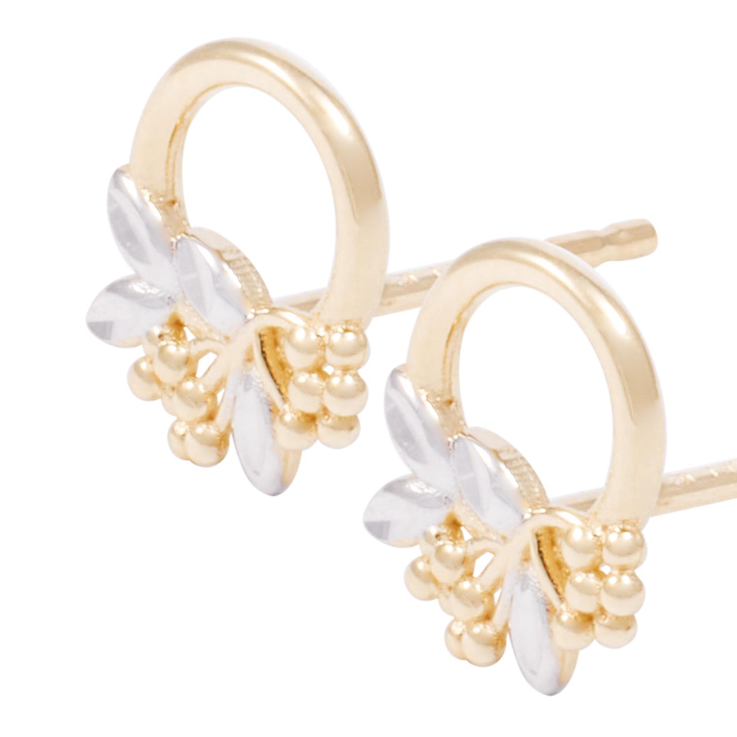 Aros de Oro 18Kt Circulo Flor Bicolor 2