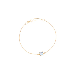 Pulsera Oro Amarillo 18kt Diamante 2x0,5 Pts y Topacio Azul