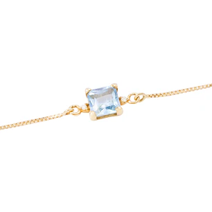 Pulsera Oro Amarillo 18kt Diamante 2x0,5 Pts y Topacio Azul