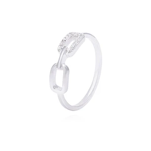 Anillo de Plata Esterlina Dos Eslabones Circón
