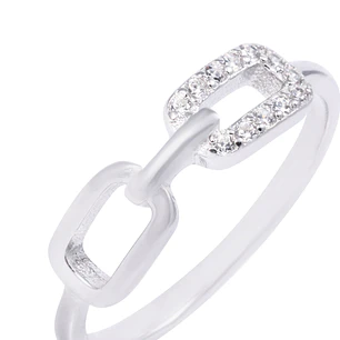 Anillo de Plata Esterlina Dos Eslabones Circón