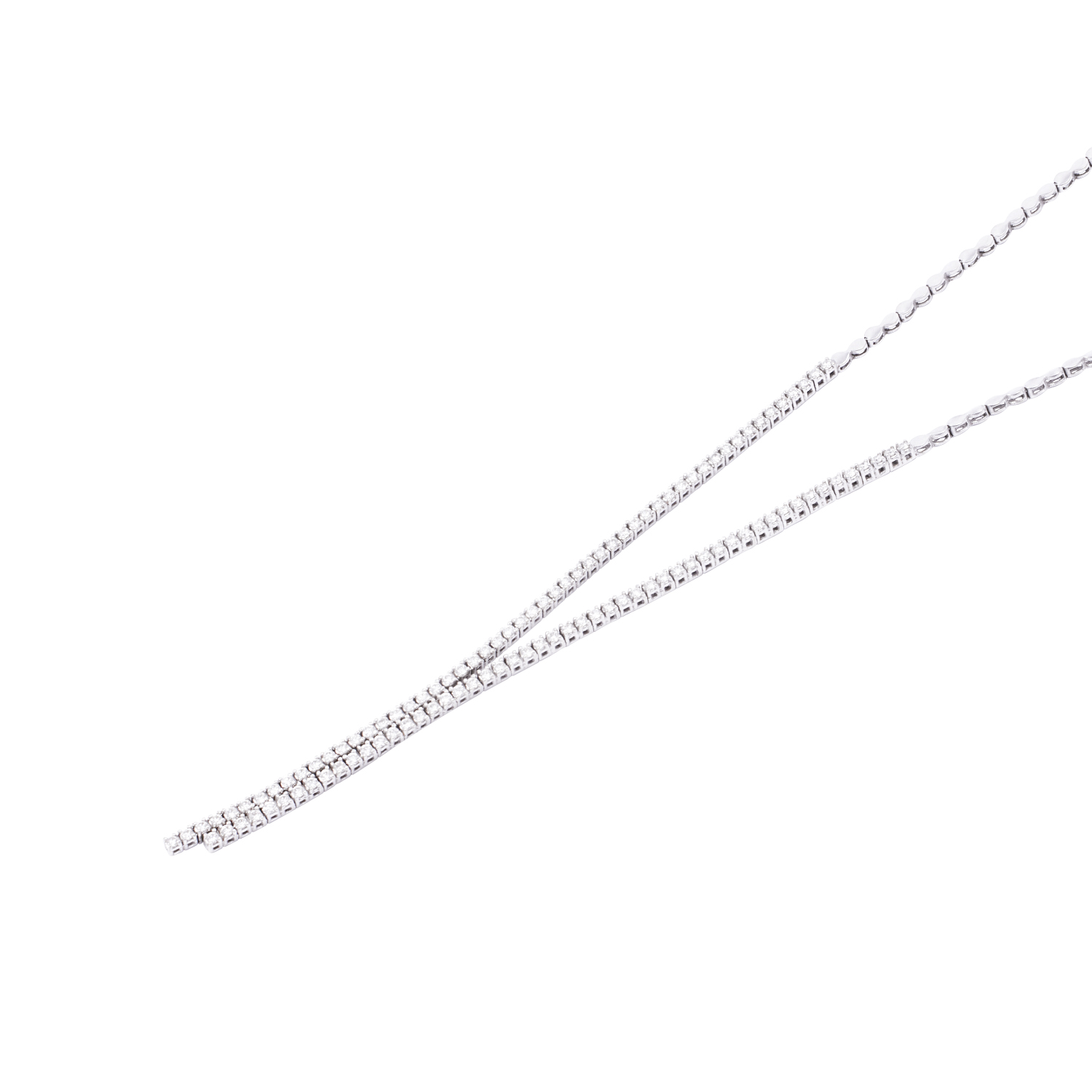 Collar Oro Blanco 18kt Eslabones y Diamantes 1,55 Qlts 1