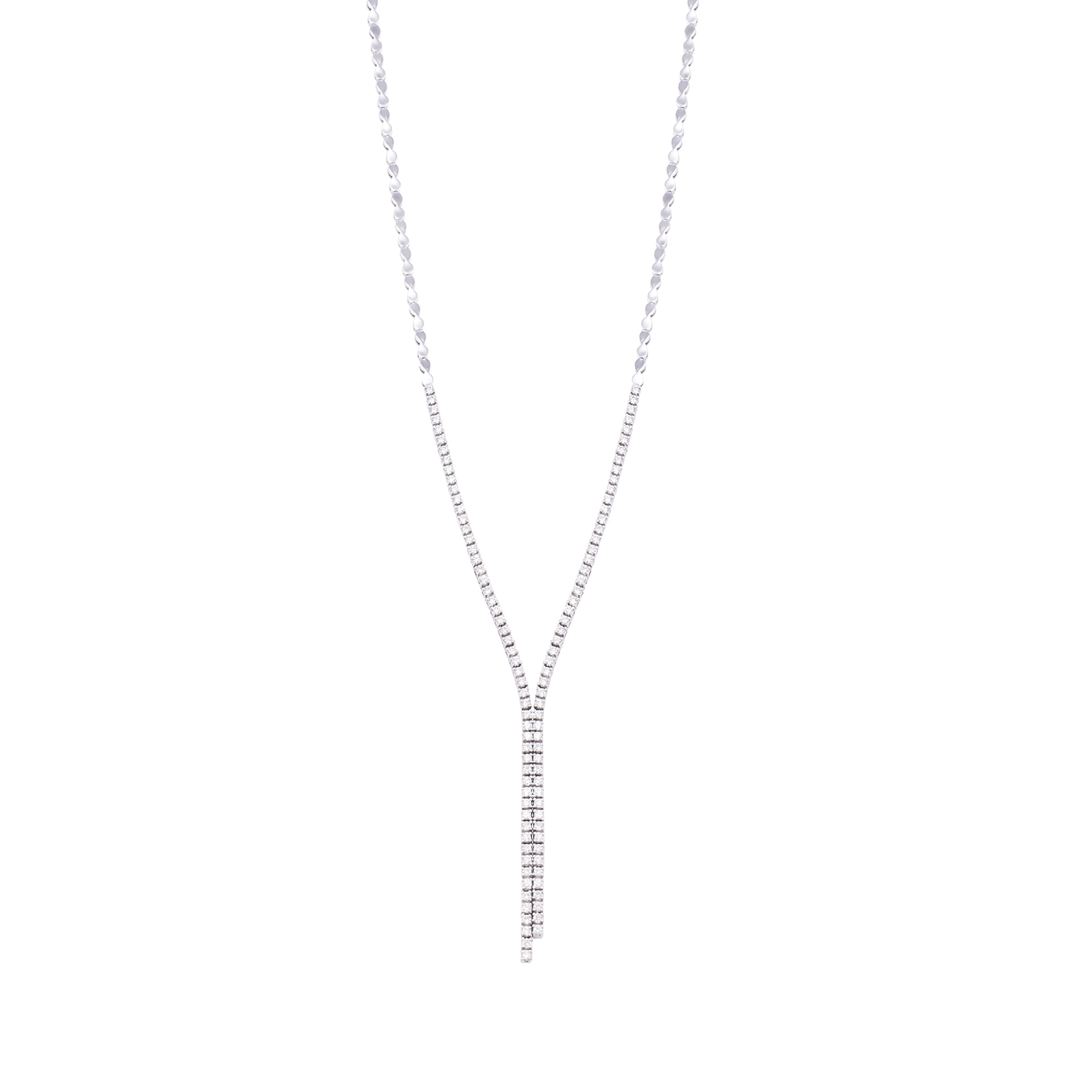 Collar Oro Blanco 18kt Eslabones y Diamantes 1,55 Qlts 3