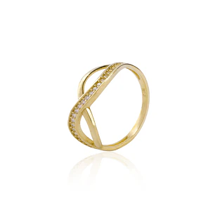 Anillo de Oro 18kt Circon Ondas