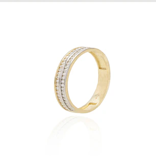 Anillo Compromiso de Oro 18Kt Bicolor Doble Riel