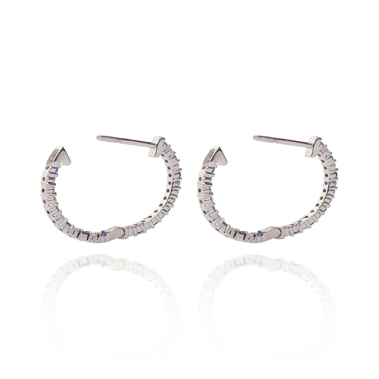 Aros  Argolla de Oro Blanco 18kt Diamantes Zafiro 2