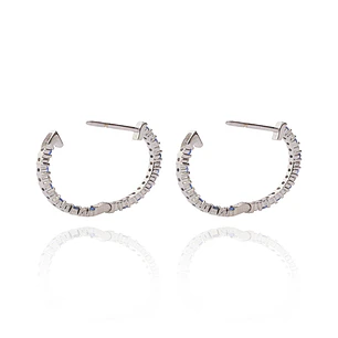 Aros  Argolla de Oro Blanco 18kt Diamantes Zafiro