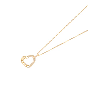 Collar Oro Amarillo 18kt Corazón Mitad Cadena