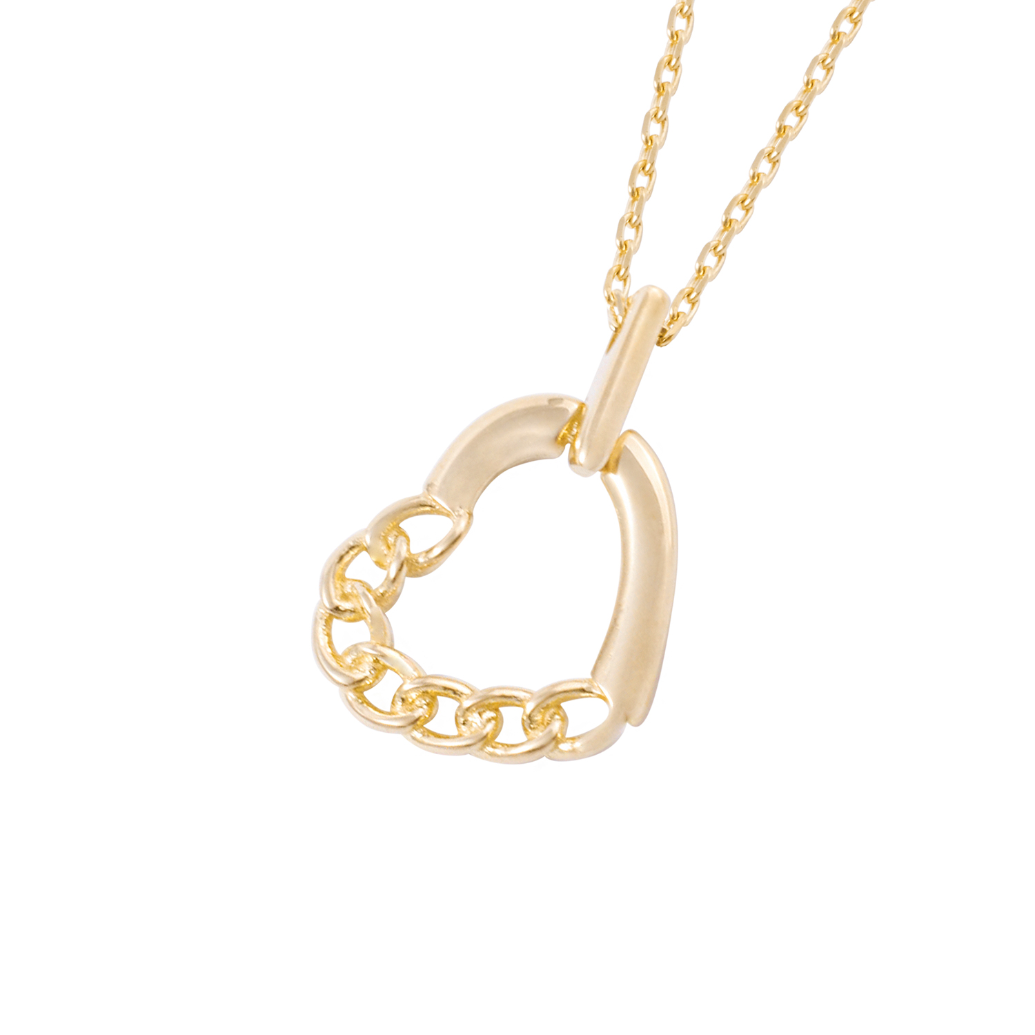 Collar Oro Amarillo 18kt Corazón Mitad Cadena 2