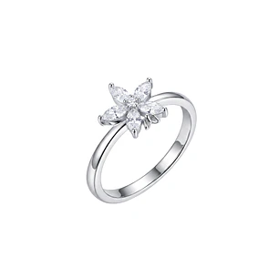 Anillo de Plata Esterlina 925 Mariposa Flor Circon