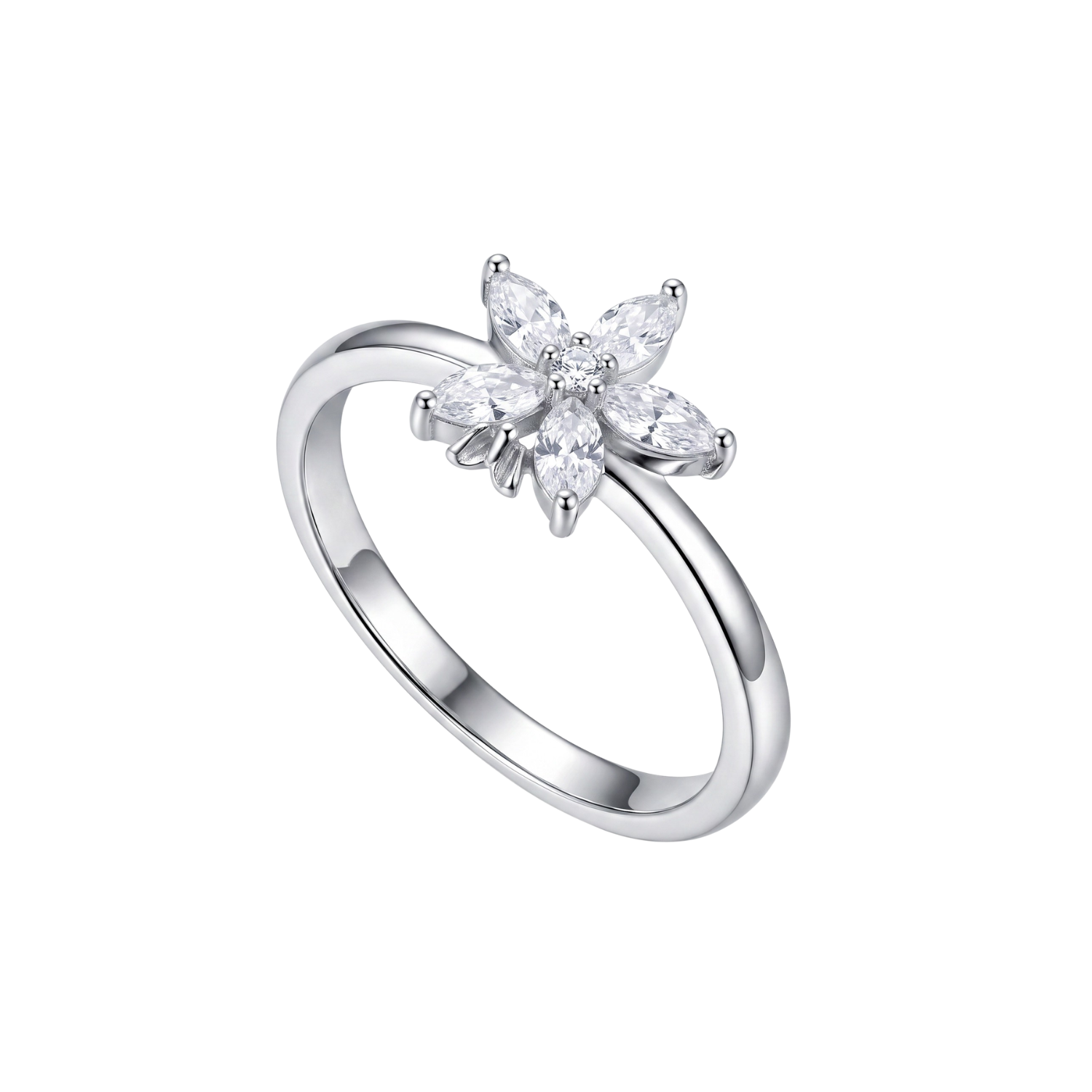 Anillo de Plata Esterlina 925 Mariposa Flor Circon 2