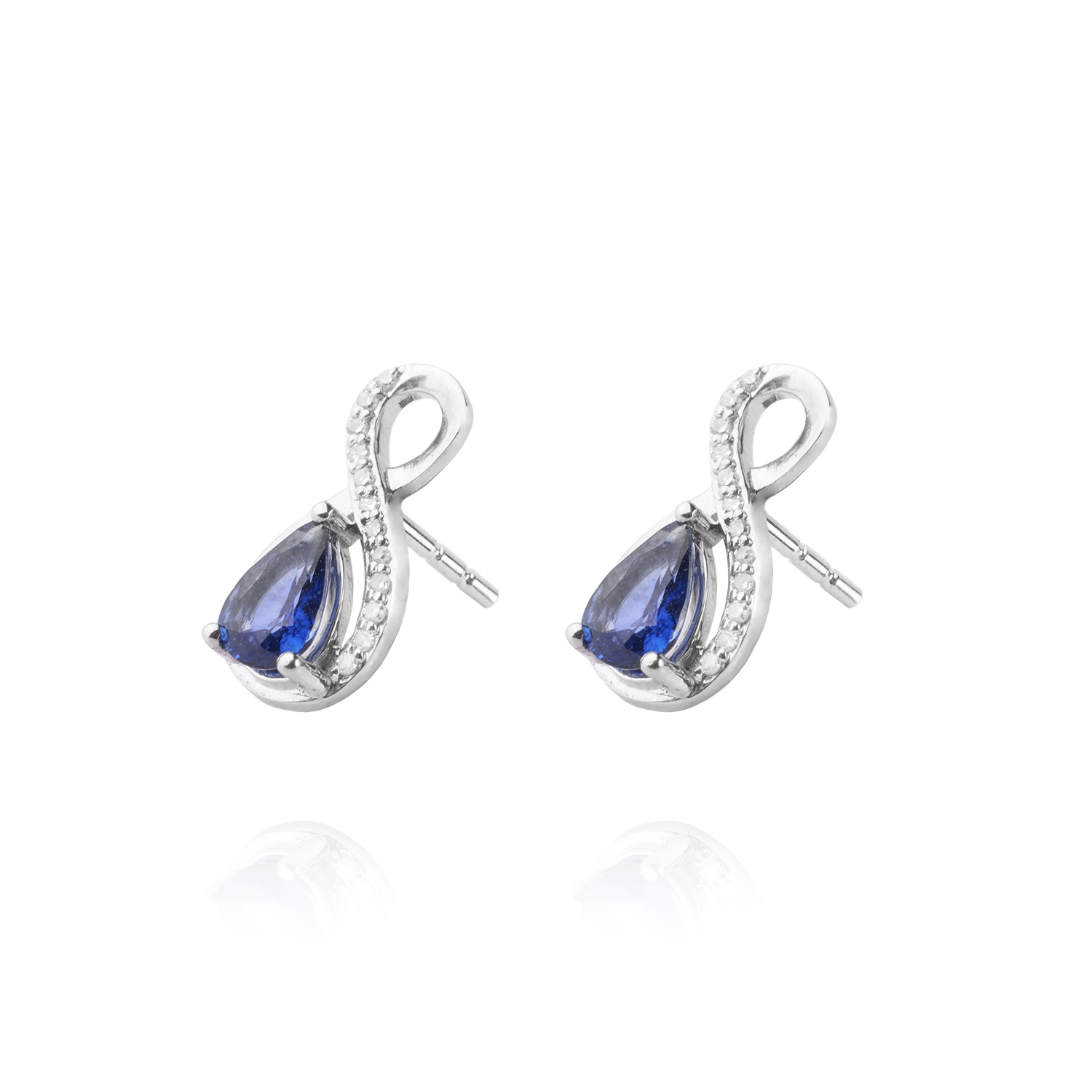 Aros de Oro 18kt con Diamantes 6pts total SI/H 85pts Zafiro 1