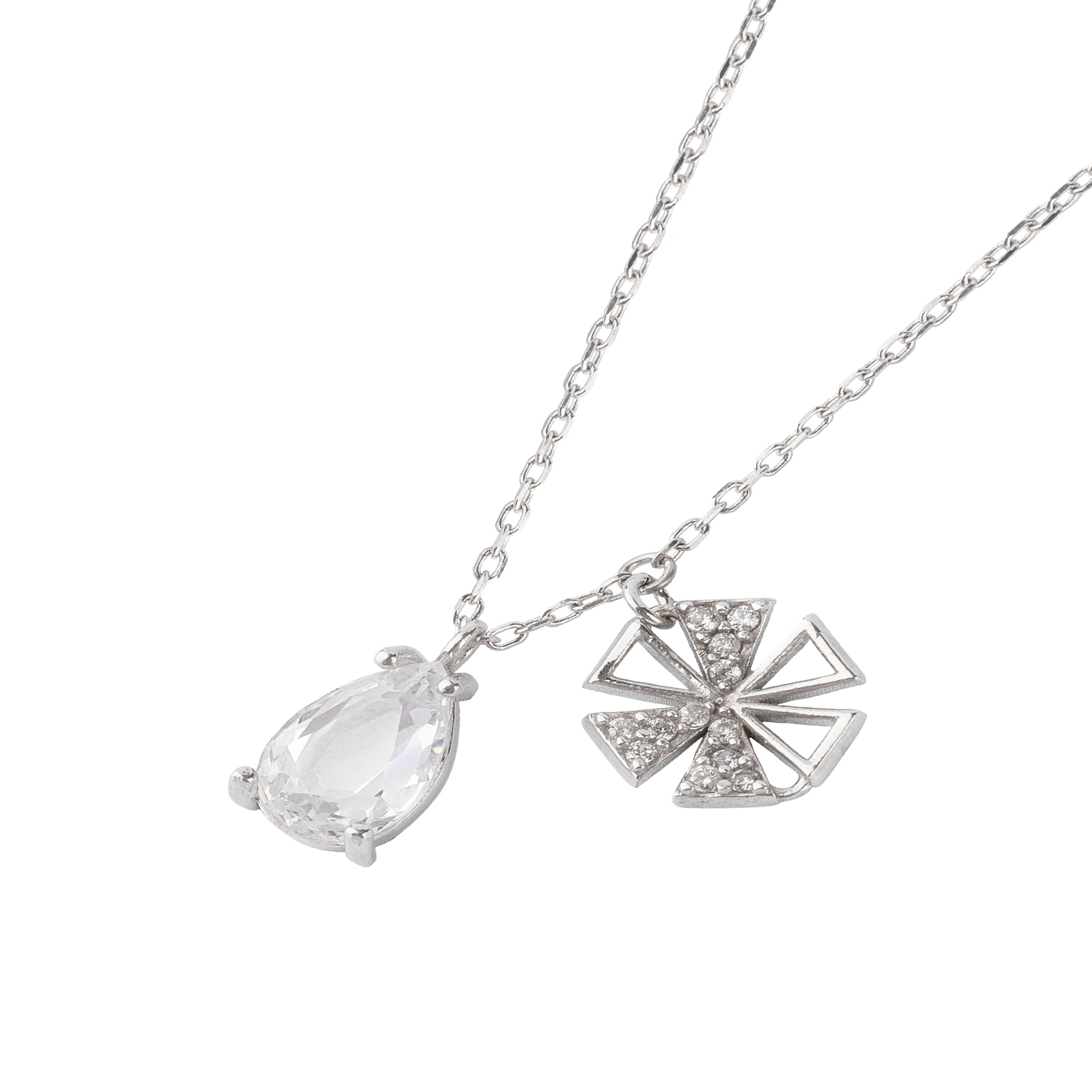 Collar de Plata Esterlina 925 Gota Flor 1