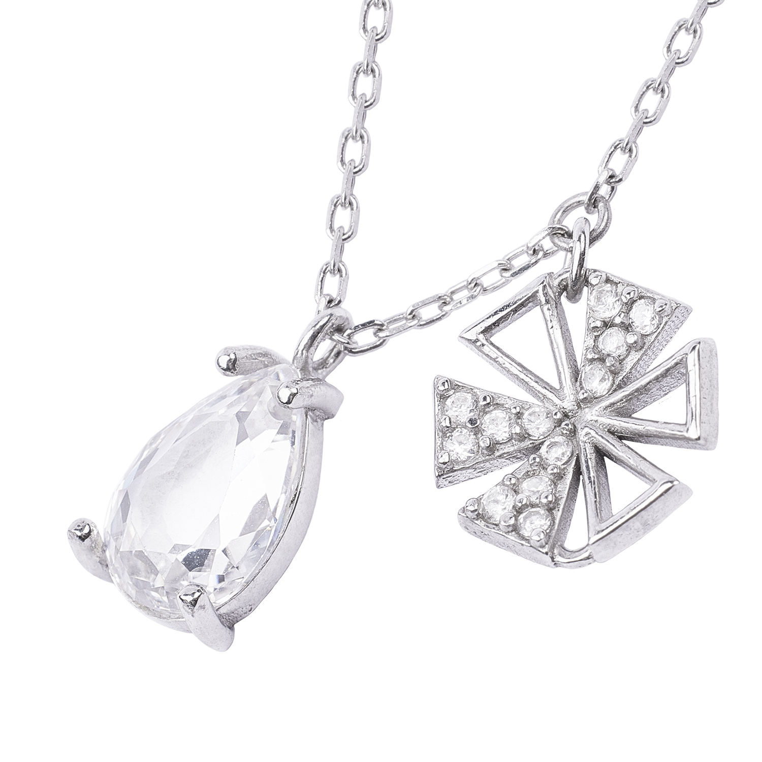 Collar de Plata Esterlina 925 Gota Flor 2