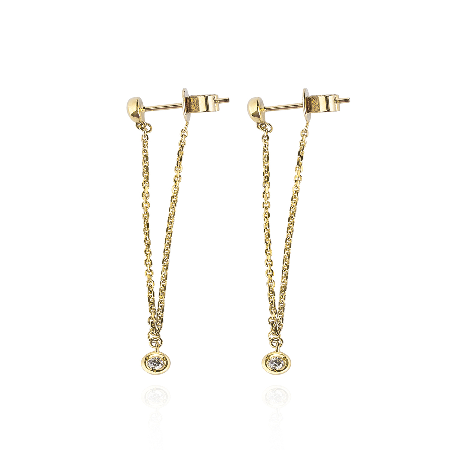 Aros de Oro 18kt con Diamantes Cadena 6pts  total SI/H 1