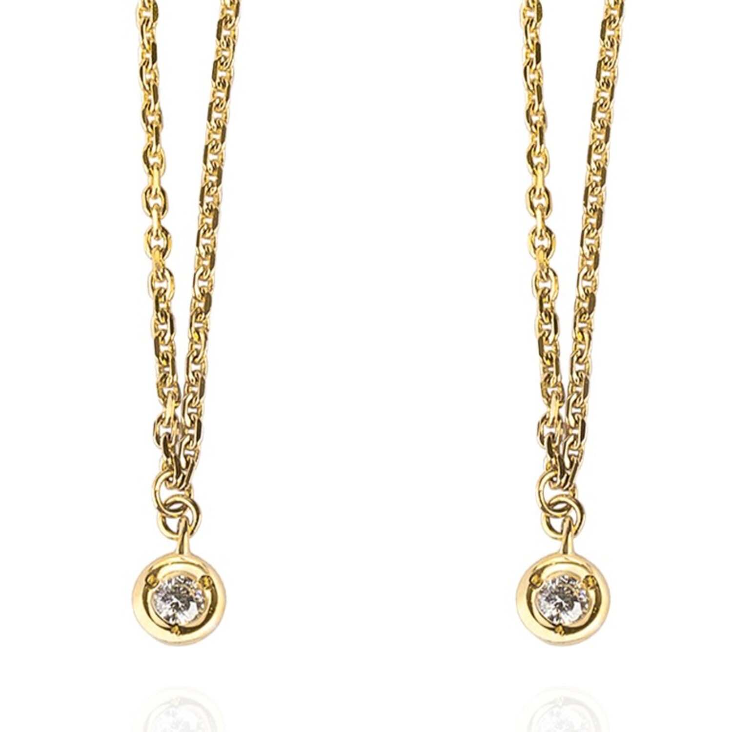 Aros de Oro 18kt con Diamantes Cadena 6pts  total SI/H 2