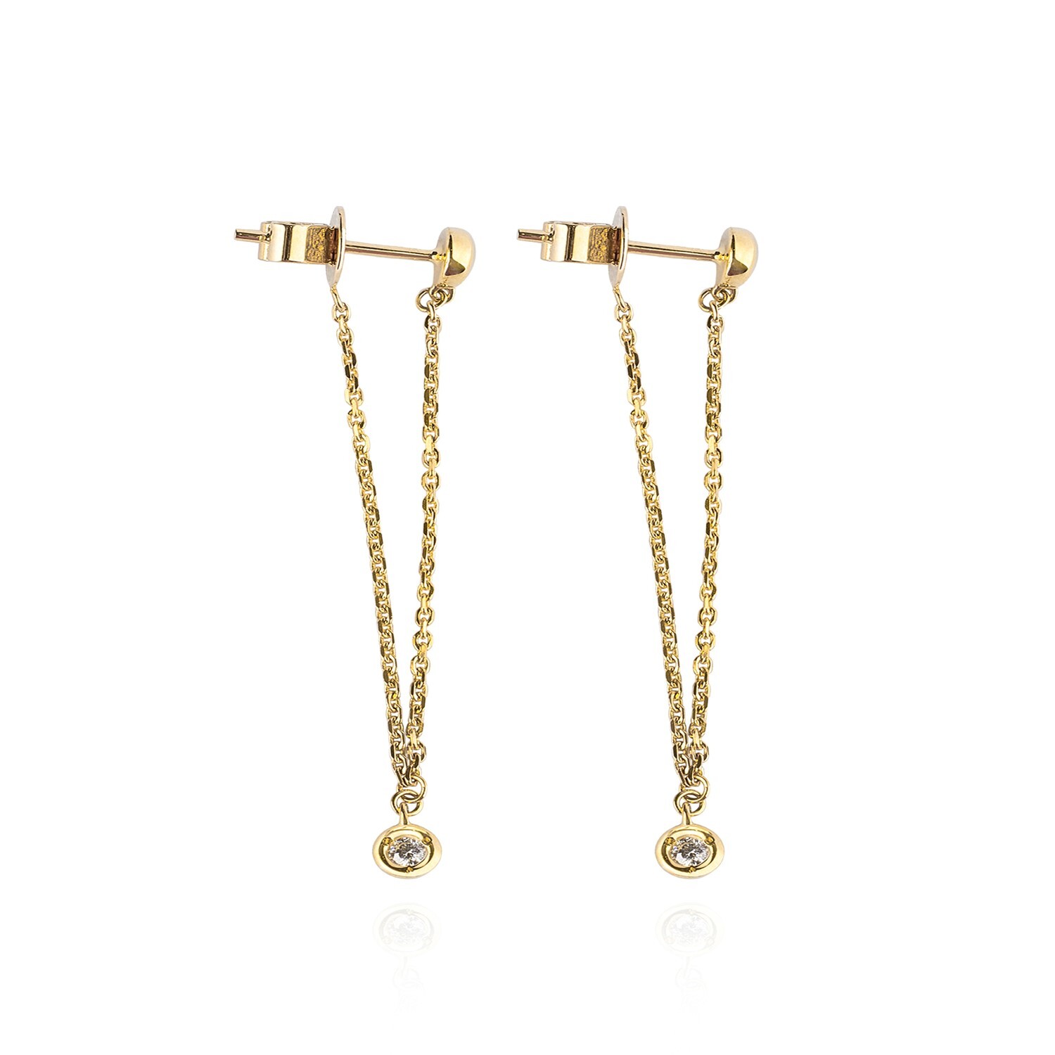 Aros de Oro 18kt con Diamantes Cadena 6pts  total SI/H 3