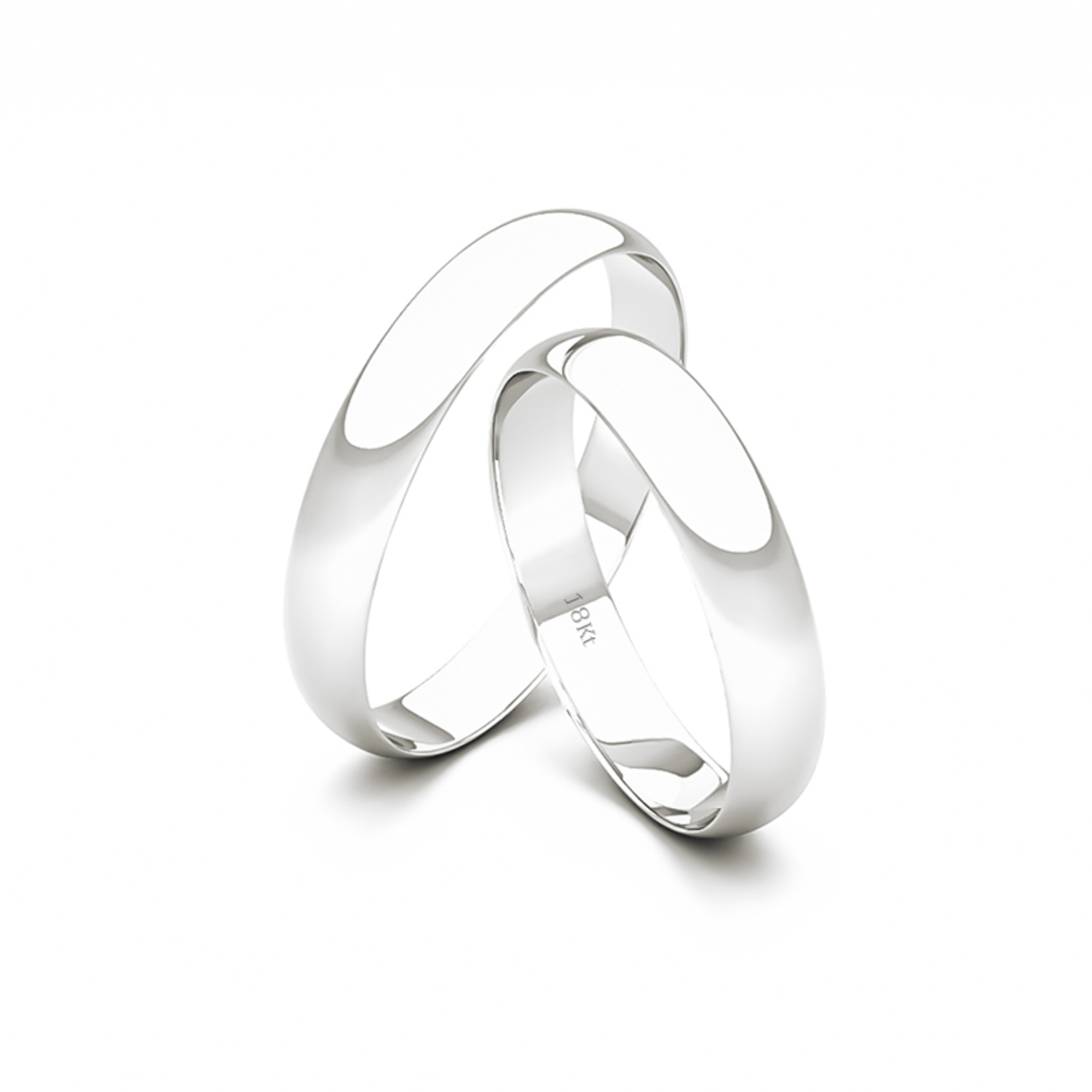 Par de Argollas Oro Blanco 18kt Modelo Inglés Bari 3mm 2