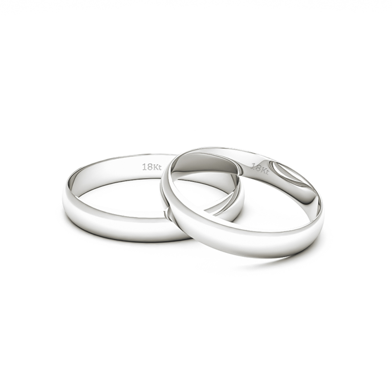 Par de Argollas Oro Blanco 18kt Modelo Inglés Bari 3mm 3