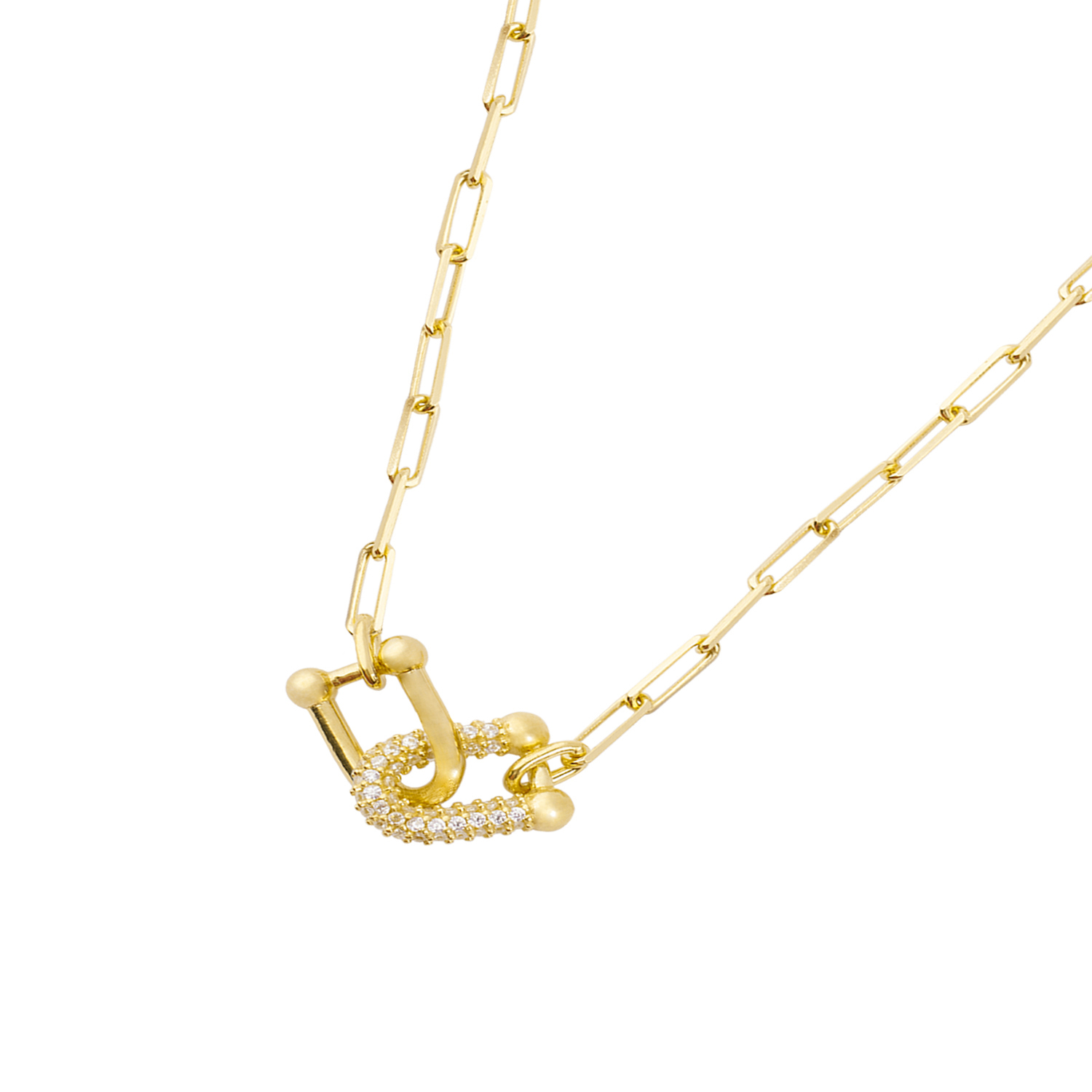 Collar de Plata Esterlina 925 Circon trelazado Revestido en Oro 18kt 1