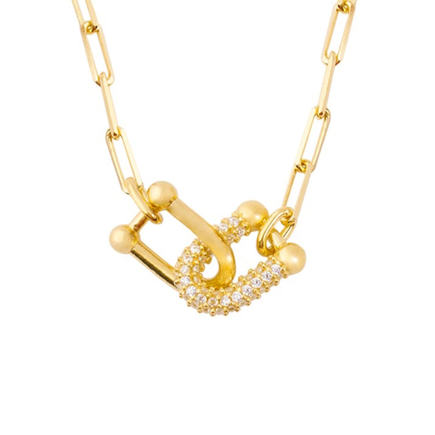 Collar de Plata Esterlina 925 Circon trelazado Revestido en Oro 18kt 2