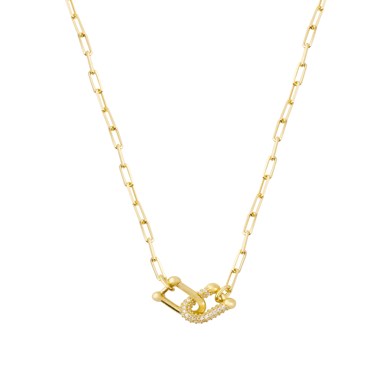 Collar de Plata Esterlina 925 Circon trelazado Revestido en Oro 18kt 3