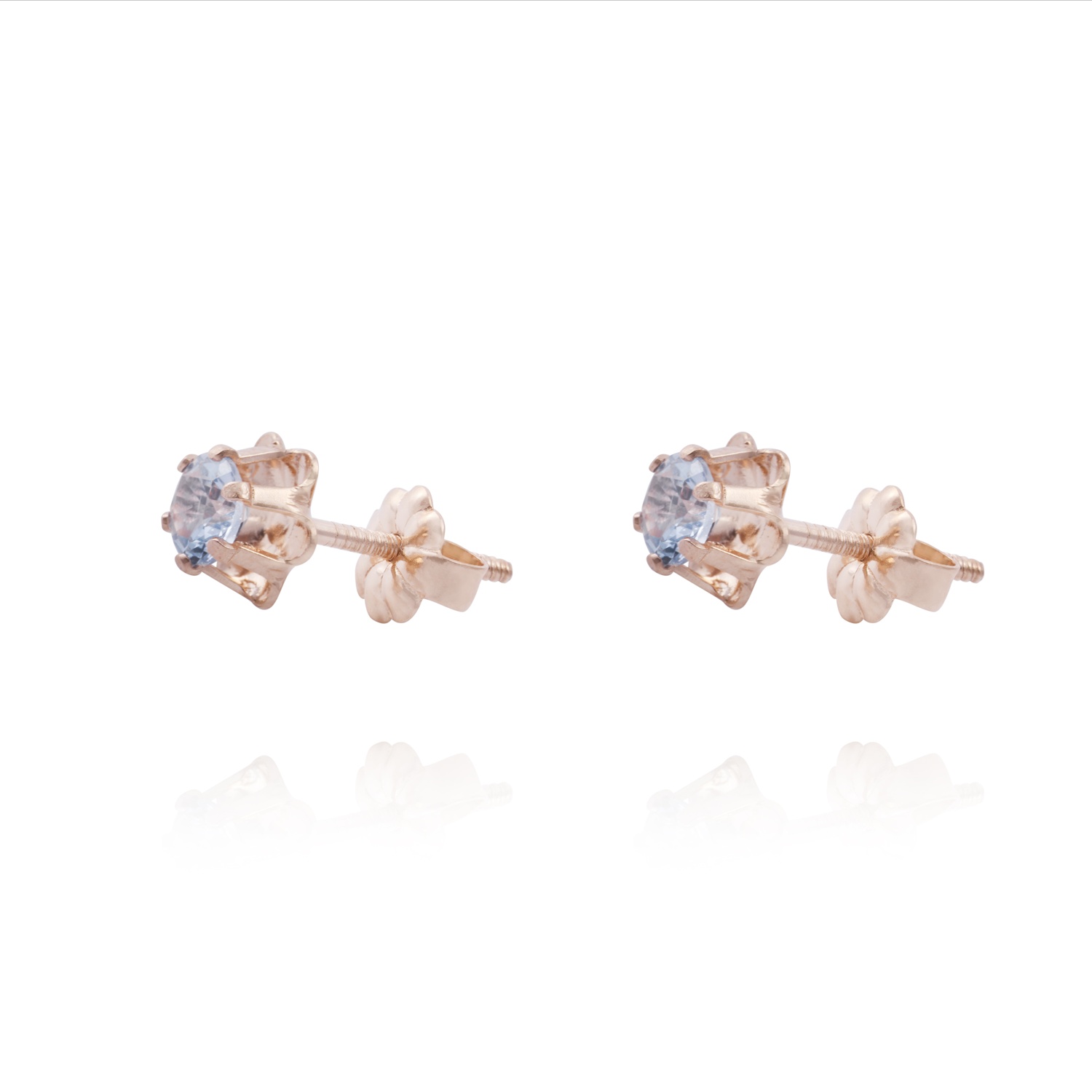 Aros en Oro Miel 18kt Agua Marina 4mm 1
