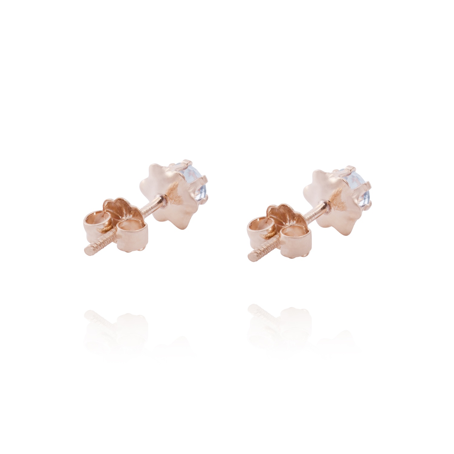 Aros en Oro Miel 18kt Agua Marina 4mm 3