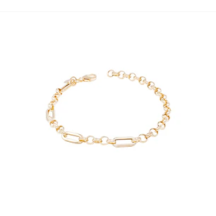 Pulsera de Oro 18kt Rolo y eslabones