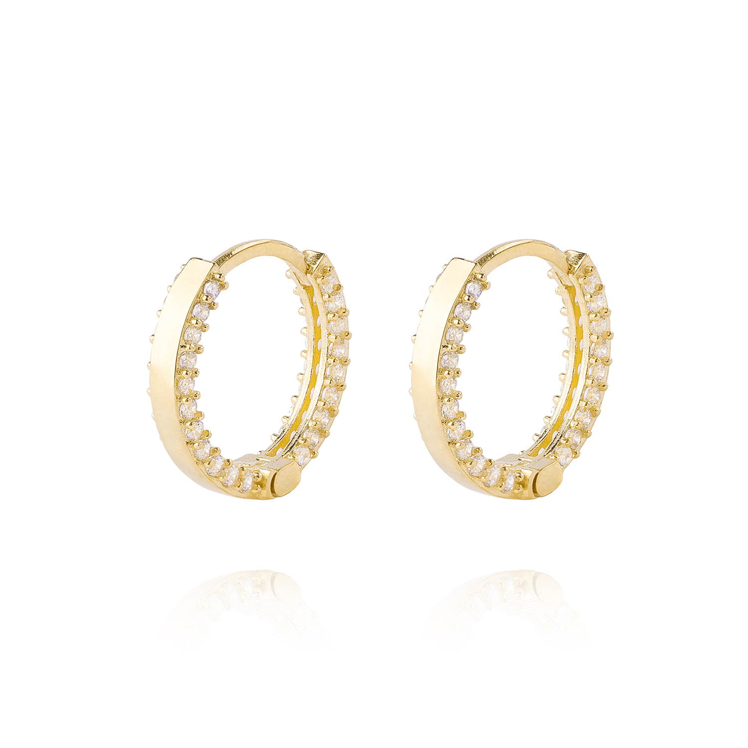Aros de Oro 18kt Argollas Circon de 11mm 1