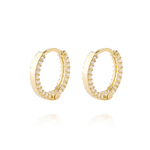 Aros de Oro 18kt Argollas Circon de 11mm