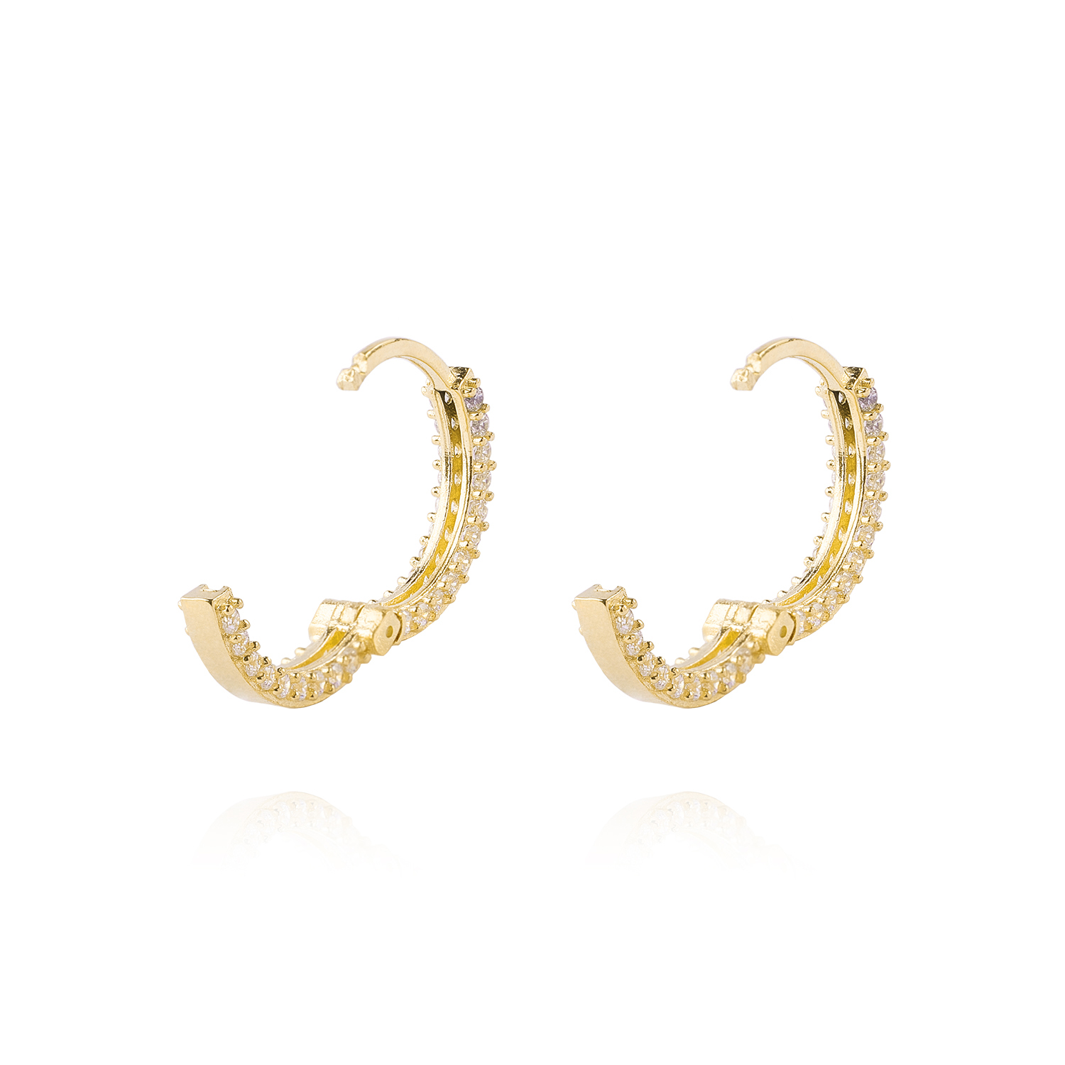 Aros de Oro 18kt Argollas Circon de 11mm 3