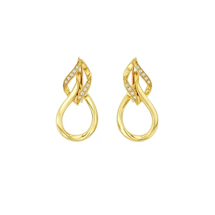 Aros de Oro 18kt con Diamantes 11 Puntos Totales Corte Brillante SI/H - By Danielle Costantini