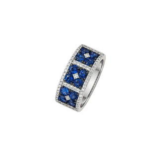 Anillo de Oro Blanco 18kt con Diamantes de 27 Puntos Totales Corte Brillante SI/H 93Pts Zafiro - By Danielle Costantini