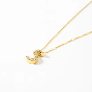 Collar de Oro 18kt con Diamantes Letra S con 7 Pts Totales SI/H Corte Brillante - By Danielle Costantini