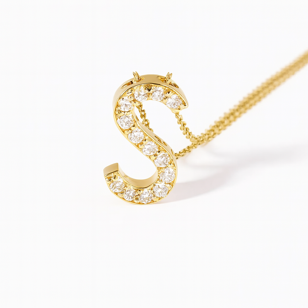 Collar de Oro 18kt con Diamantes Letra S con 7 Pts Totales SI/H Corte Brillante - By Danielle Costantini 2