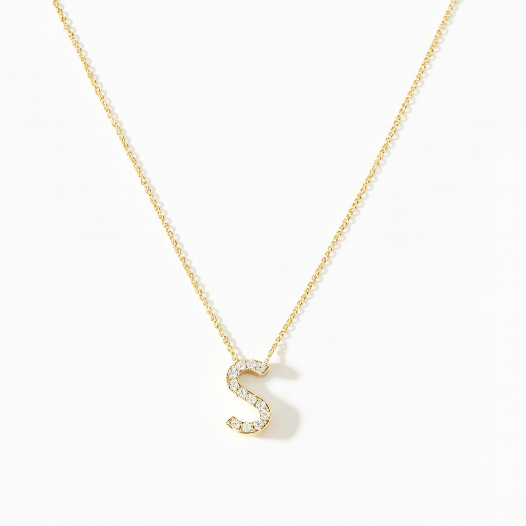 Collar de Oro 18kt con Diamantes Letra S con 7 Pts Totales SI/H Corte Brillante - By Danielle Costantini 3