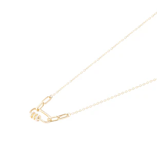 Collar Revestido de Oro 18kt Rectángulo y Círculos Circonita