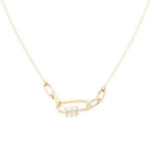 Collar Revestido de Oro 18kt Rectángulo y Círculos Circonita