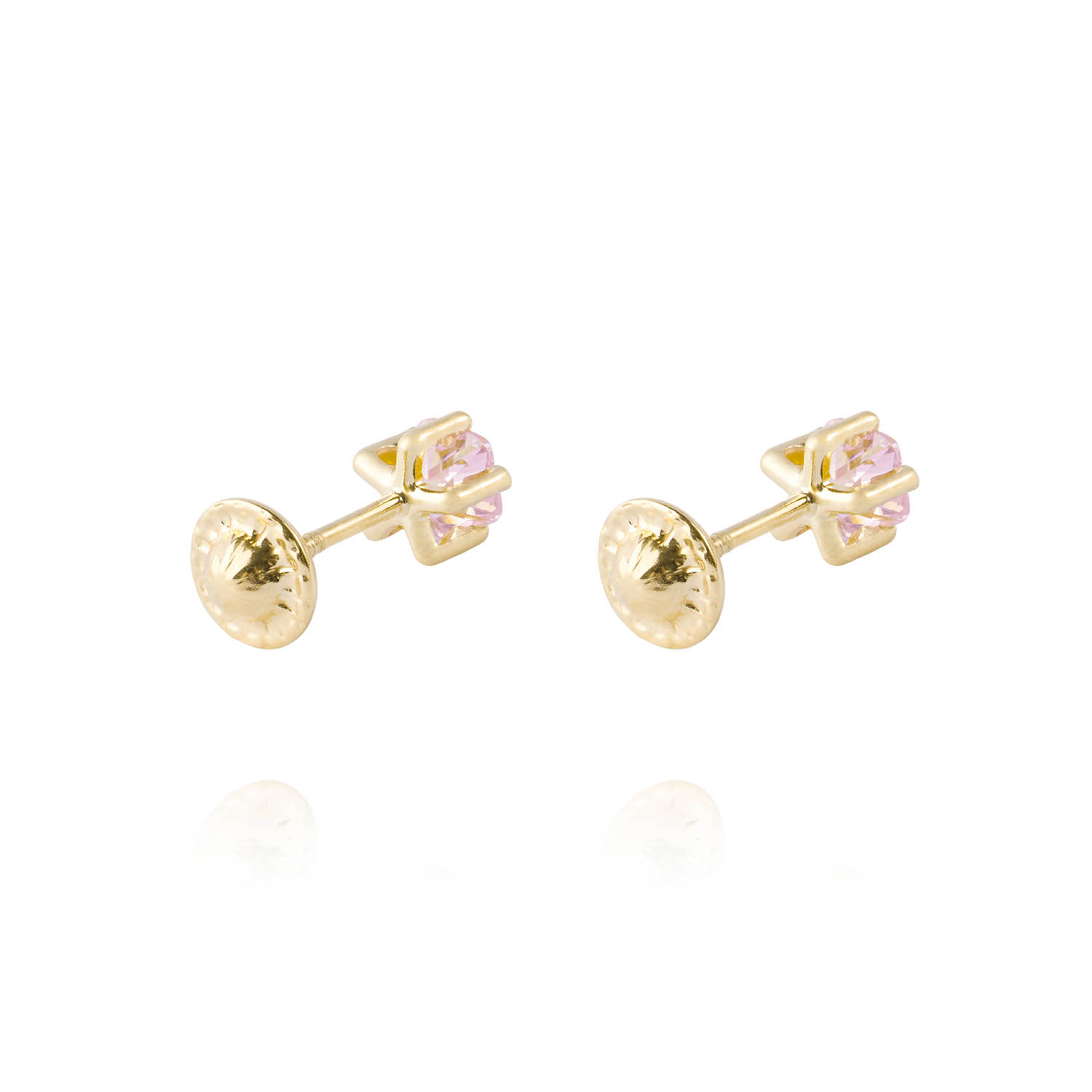 Aros de Oro 18kt Estrella Piedra Rosa Francia 3