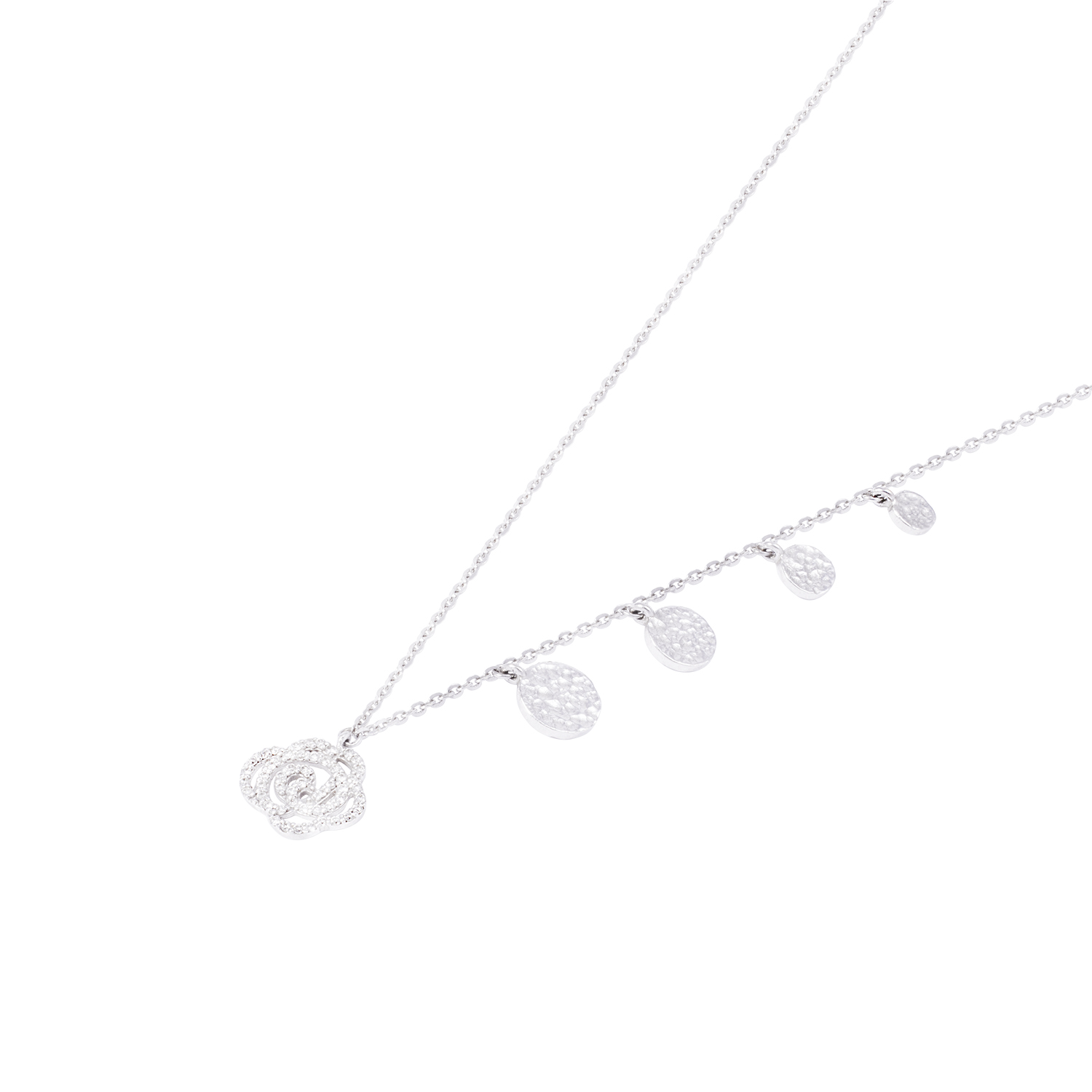Collar Oro Blanco 18kt Rosa y Diamantes 15 Pts 1