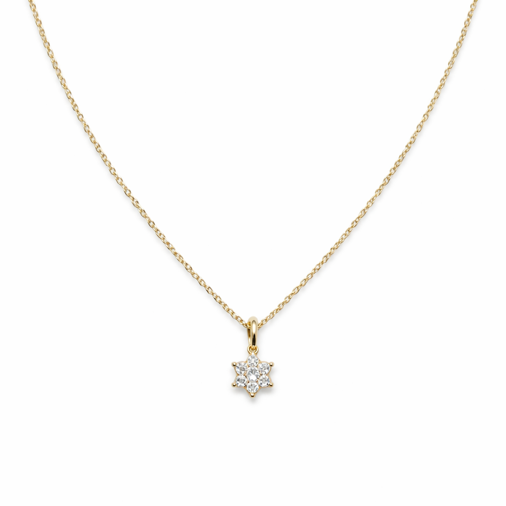 Colgante Oro Amarillo 18kt Flor Circonita 3