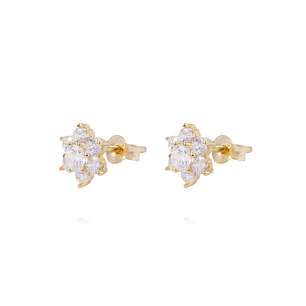Aros de Oro 18kt Roseta Circonita Cubica