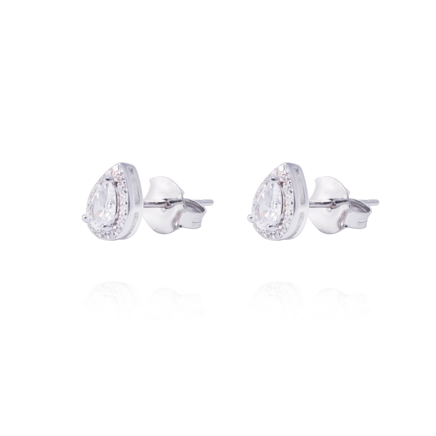 Aros de Plata Esterlina Gota de Agua con Circonita 1