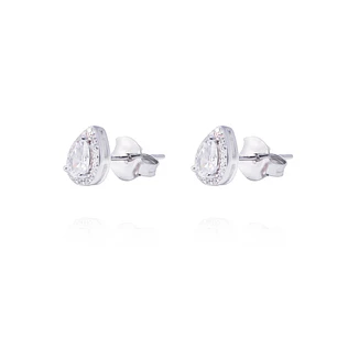 Aros de Plata Esterlina Gota de Agua con Circonita