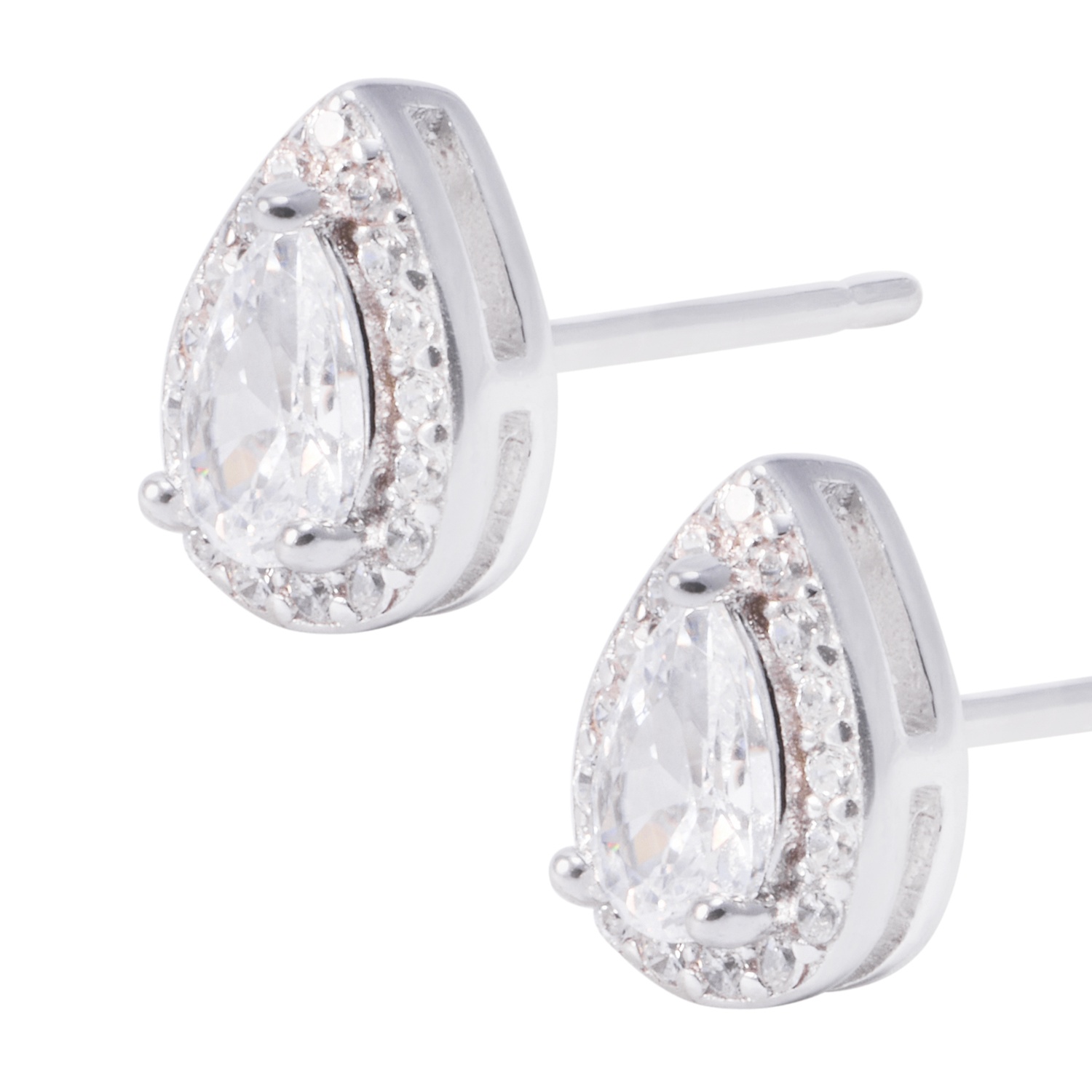 Aros de Plata Esterlina Gota de Agua con Circonita 2