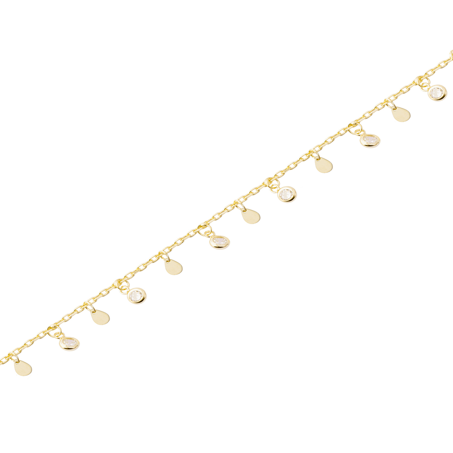 Pulsera Plata Esterlina 925 Gotas Circonita Revestido en Oro 18kt 1