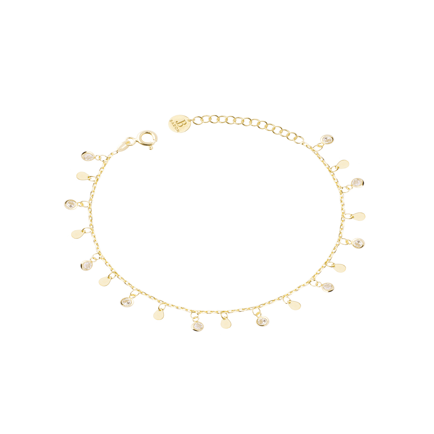 Pulsera Plata Esterlina 925 Gotas Circonita Revestido en Oro 18kt 2