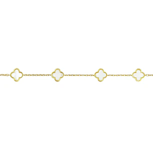 Pulsera Oro Amarillo 18kt Cinco Trébol Nacar